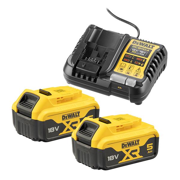 Kit 2 Bater&iacute;as carril XR 18V Li-Ion 5Ah y Cargador XR 12V - 18V carril Li