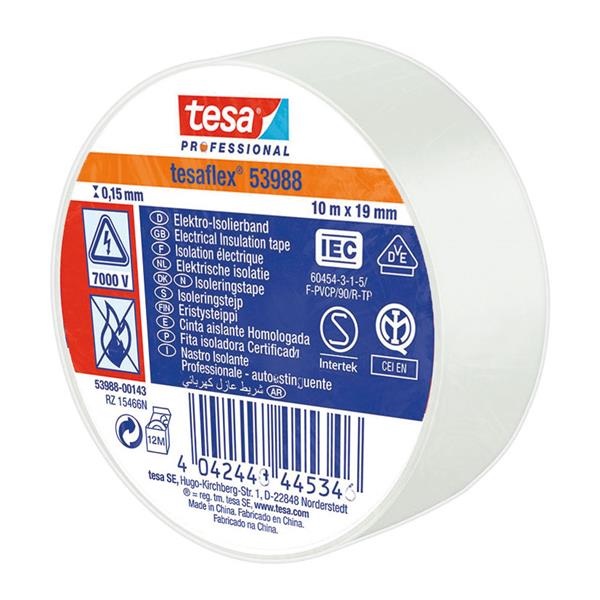 CINTA AISLANTE TESAFLEX 19X10M.BLANCA TESA