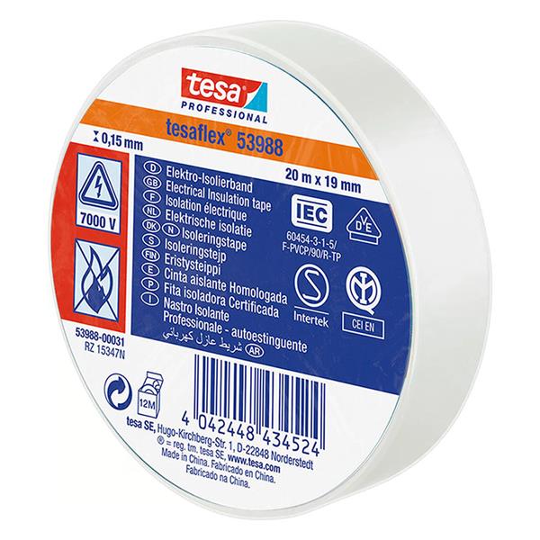 CINTA AISLANTE TESAFLEX 19X20M.BLANCA TESA