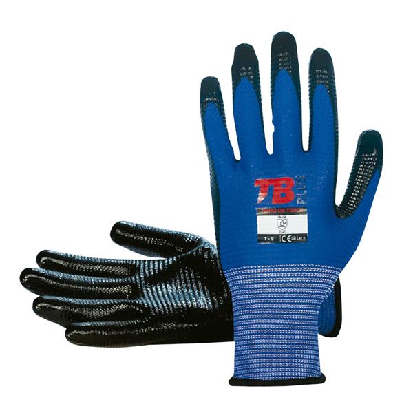 Guante Poliester U3 sin costuras / nitrilo color azul / negro talla 9