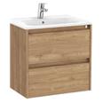 MUEBLE PARA 1 LAVABO EMPOTRABLE MURAL/PARED TENET UNIK 2 CAJONES 60cm NOGAL (LAVABO INCLUIDO)