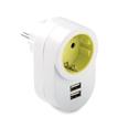 Adaptador TT Lateral 16A-250V  con 2 USB